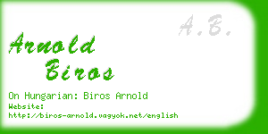 arnold biros business card